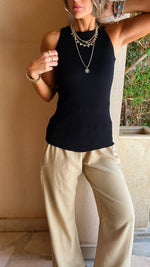 White & Black & Grey 120 Knit Racer Top