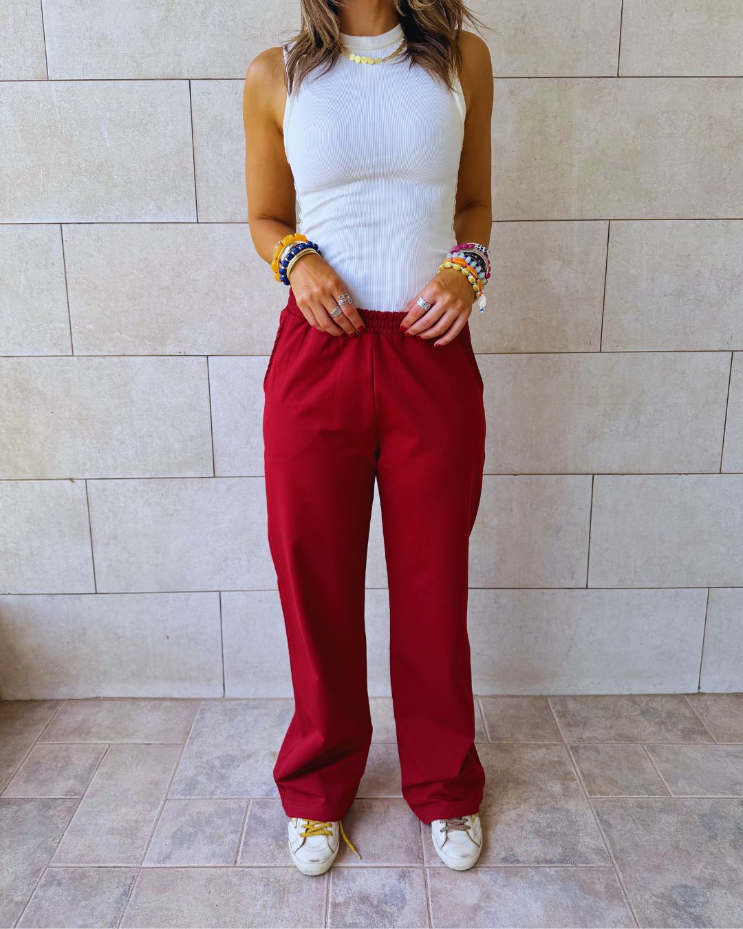 Burgundy Straight Leg Light Weight Sweatpants