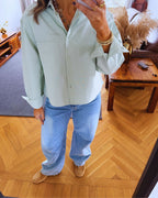 Mint Boyfriend Oxford Short Shirt