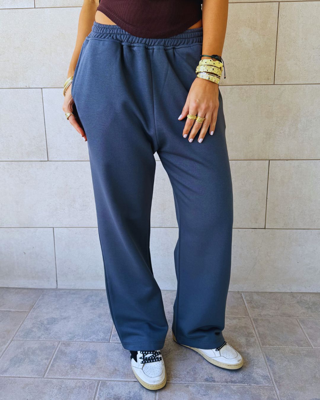 Grey Signature straight leg sweatpants