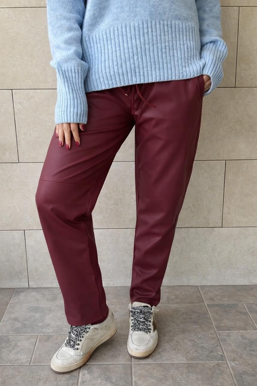 Plum Walk-Away Leather Pants