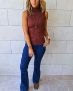 Brown Muse Mock Neck Top