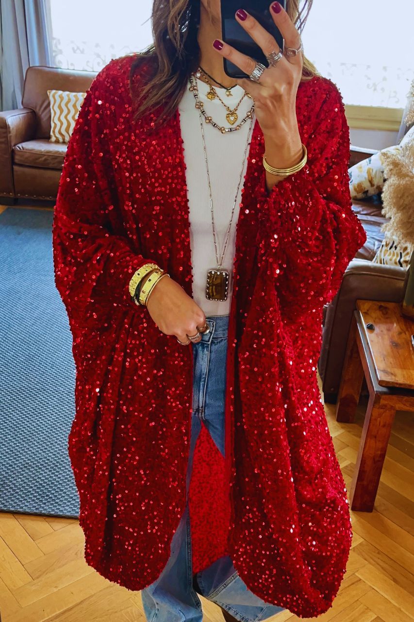 Rouge Sequin Velvet Kimono