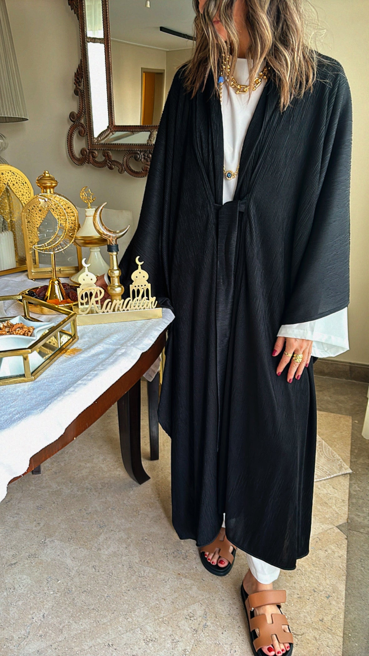 Black Glowy Knot Kaftan