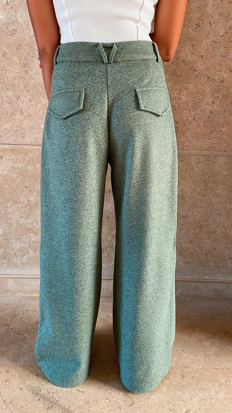 Green Loose Classic Pants