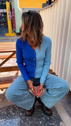 Blue & Baby Blue Contrast Knit Sweater