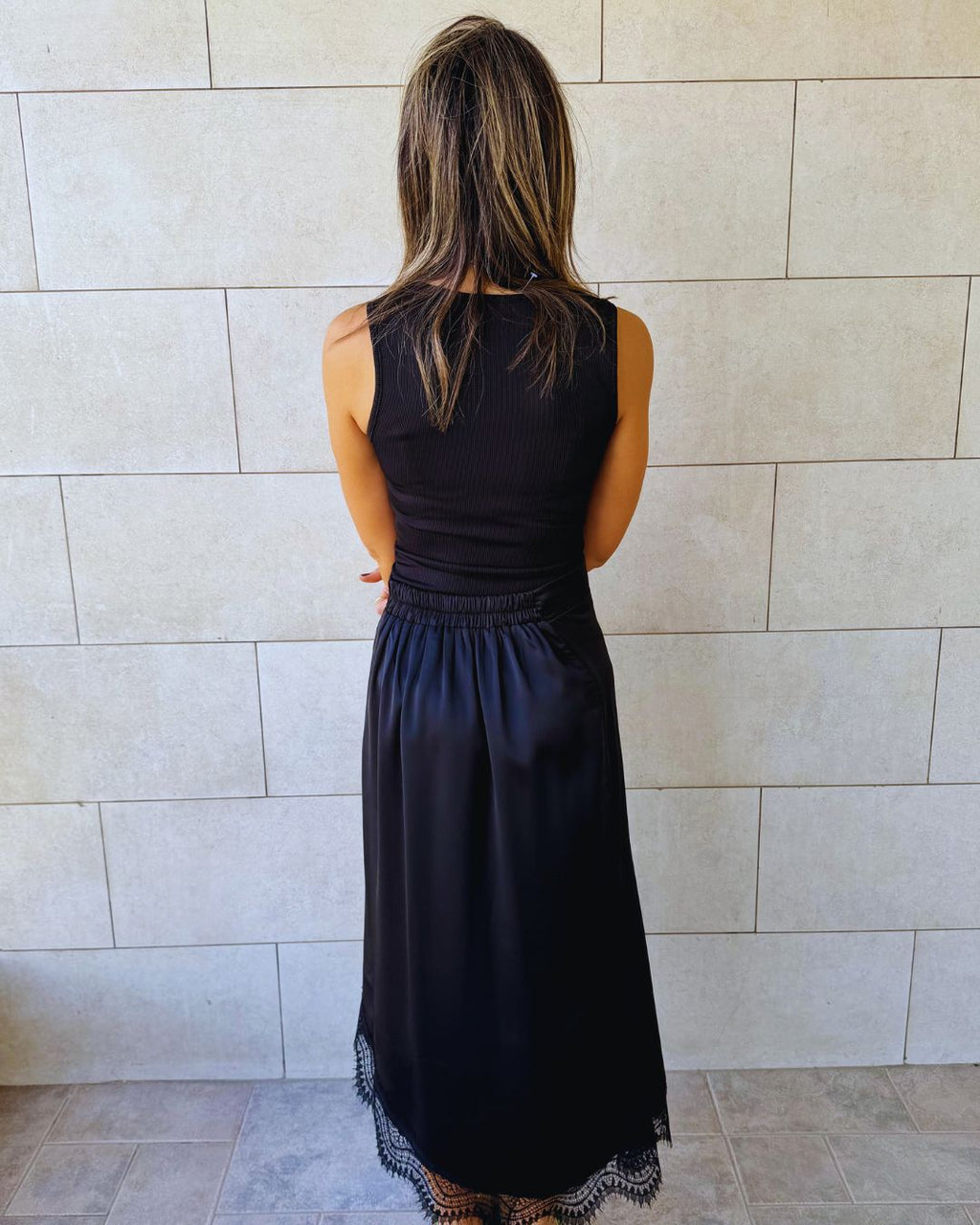 Asymmetrical Satin Lace Skirt