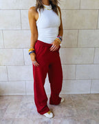 Burgundy Straight Leg Light Weight Sweatpants
