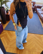 Black 140 Soft Snap Top