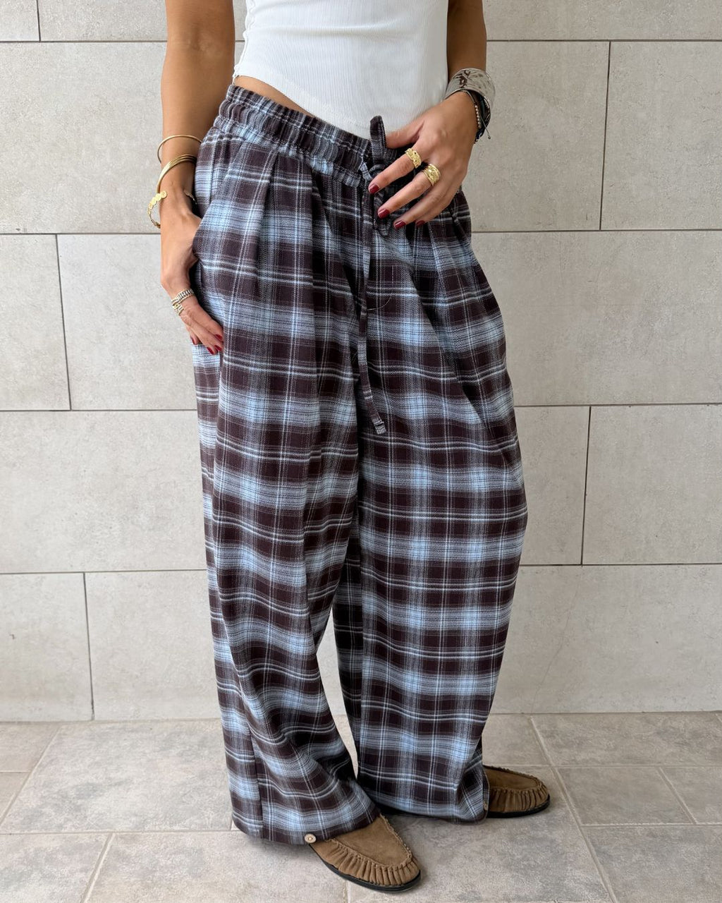 Baby Blue Plaid Core Pants