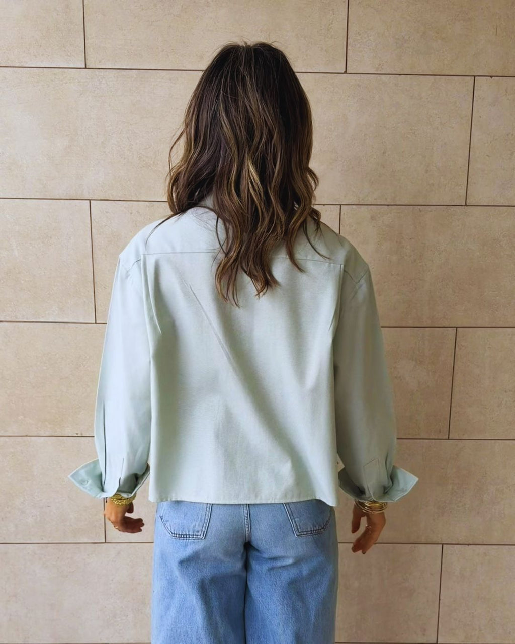 Mint Boyfriend Oxford Short Shirt