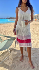 Fuchsia Colorblock Trim Crochet Coverup
