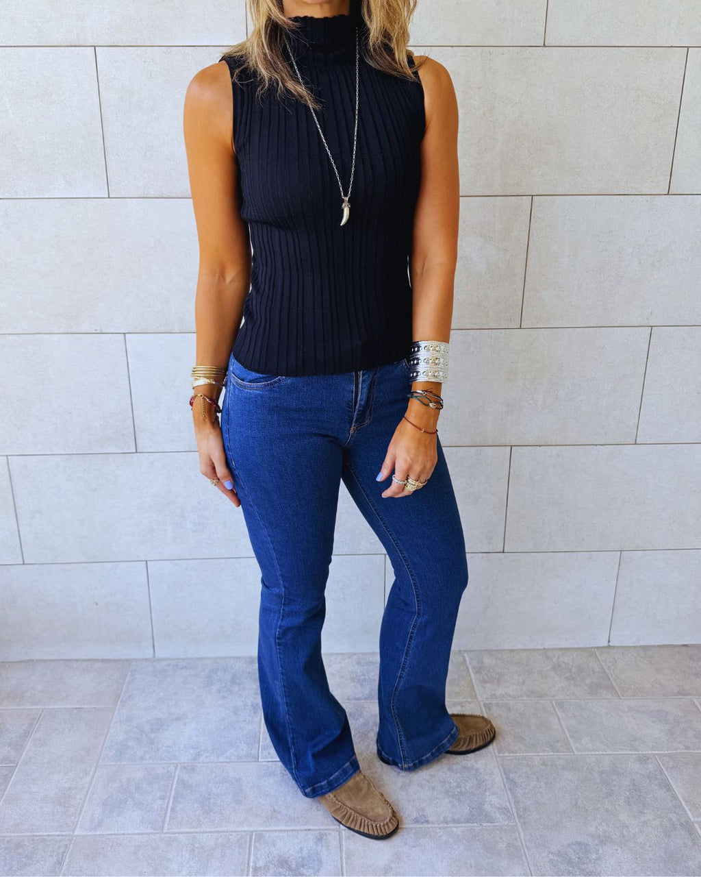 Black Muse Mock Neck Top