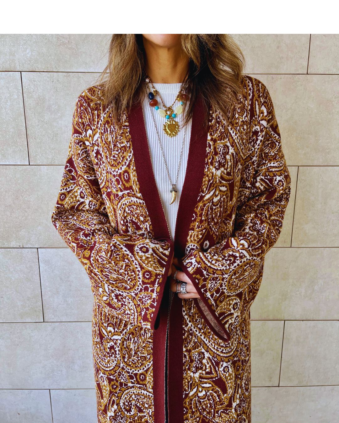 Brown Royal Paisley Cardigan