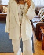 Beige Sloane Oversized Linen Blend Blazer
