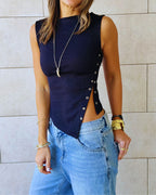 Black 140 Soft Snap Top