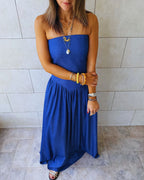 Paloma Dark Blue Drop Waist Denim Dress