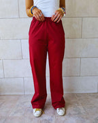 Burgundy Straight Leg Light Weight Sweatpants