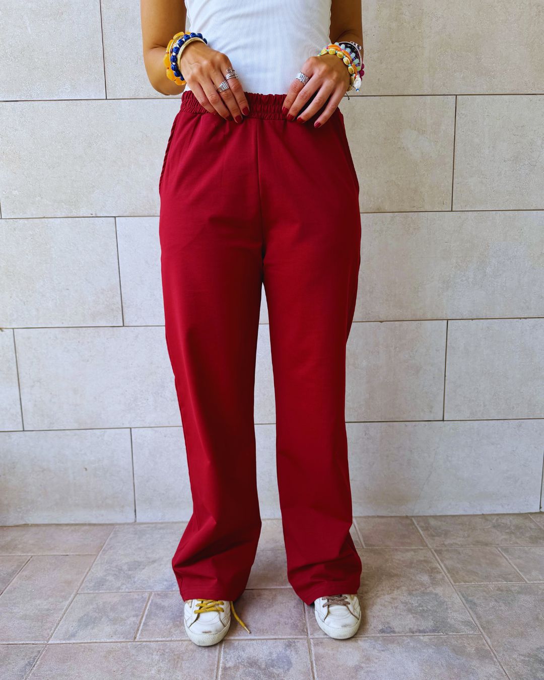 Burgundy Straight Leg Light Weight Sweatpants