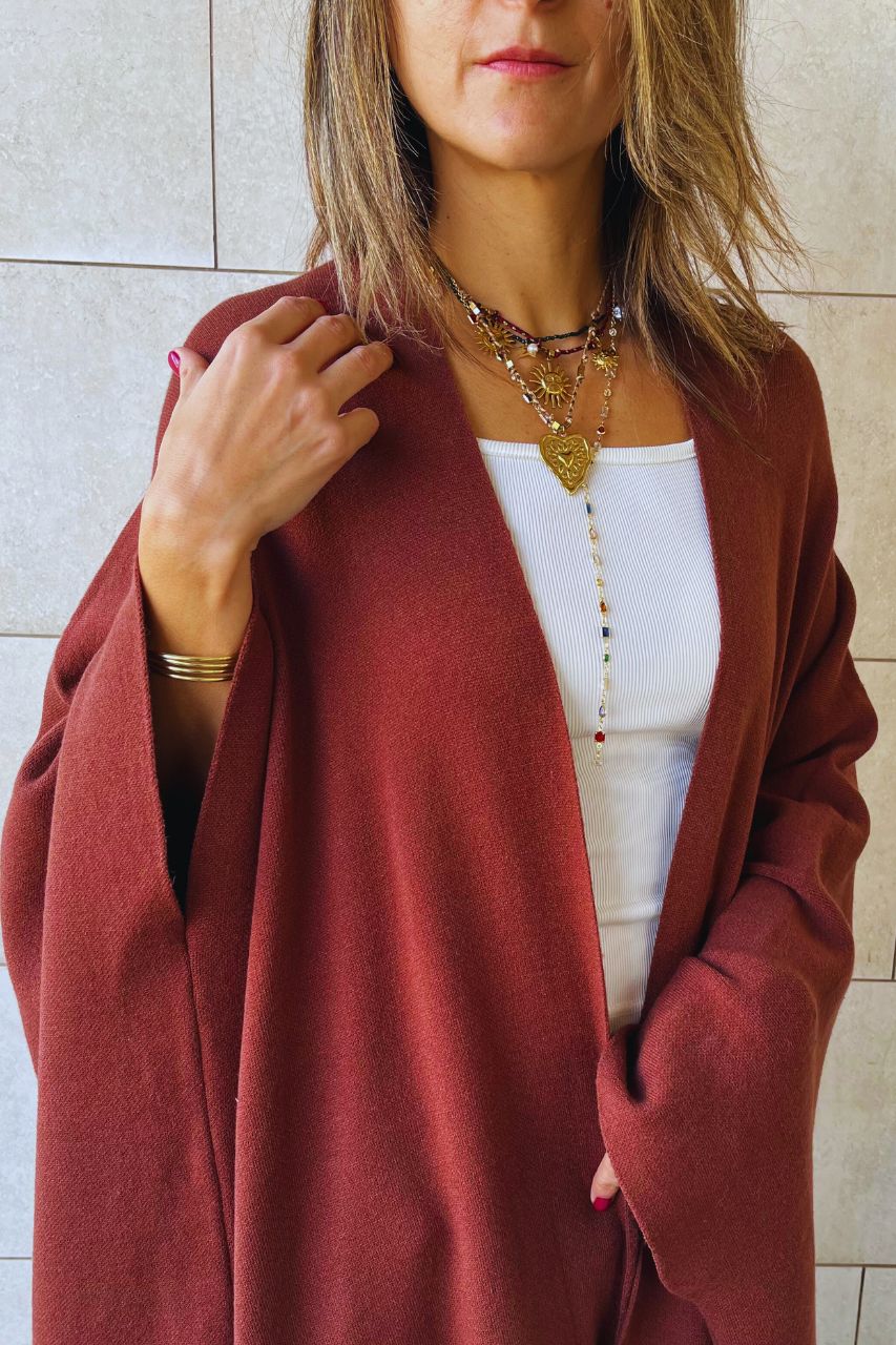 Rust Main Character Fringe Shawl