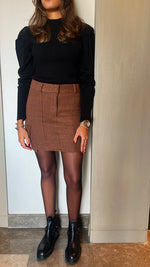 Brown Checkered Mini Skirt