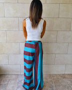 Turquoise & Brown Striped Colored Pants