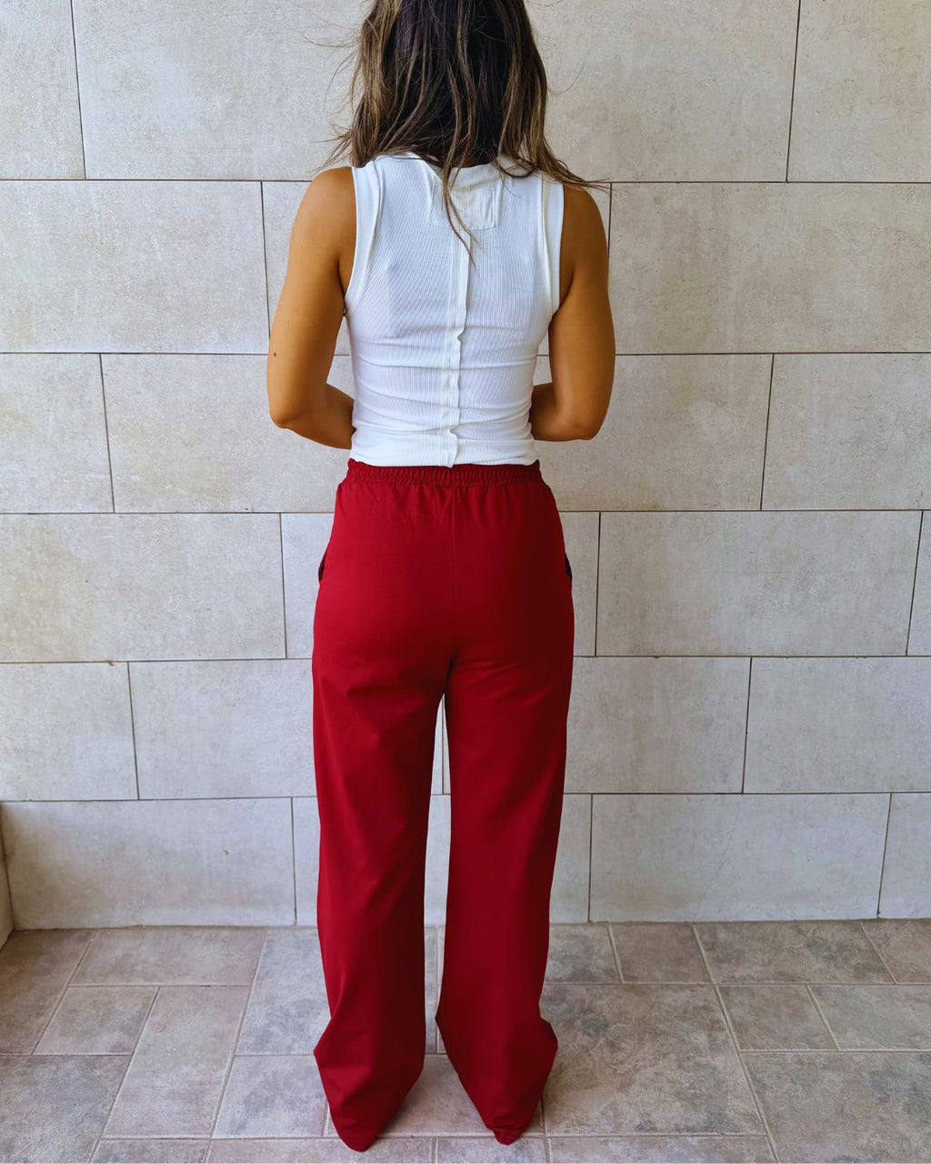 Burgundy Straight Leg Light Weight Sweatpants