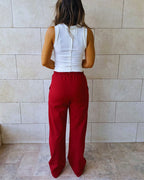 Burgundy Straight Leg Light Weight Sweatpants