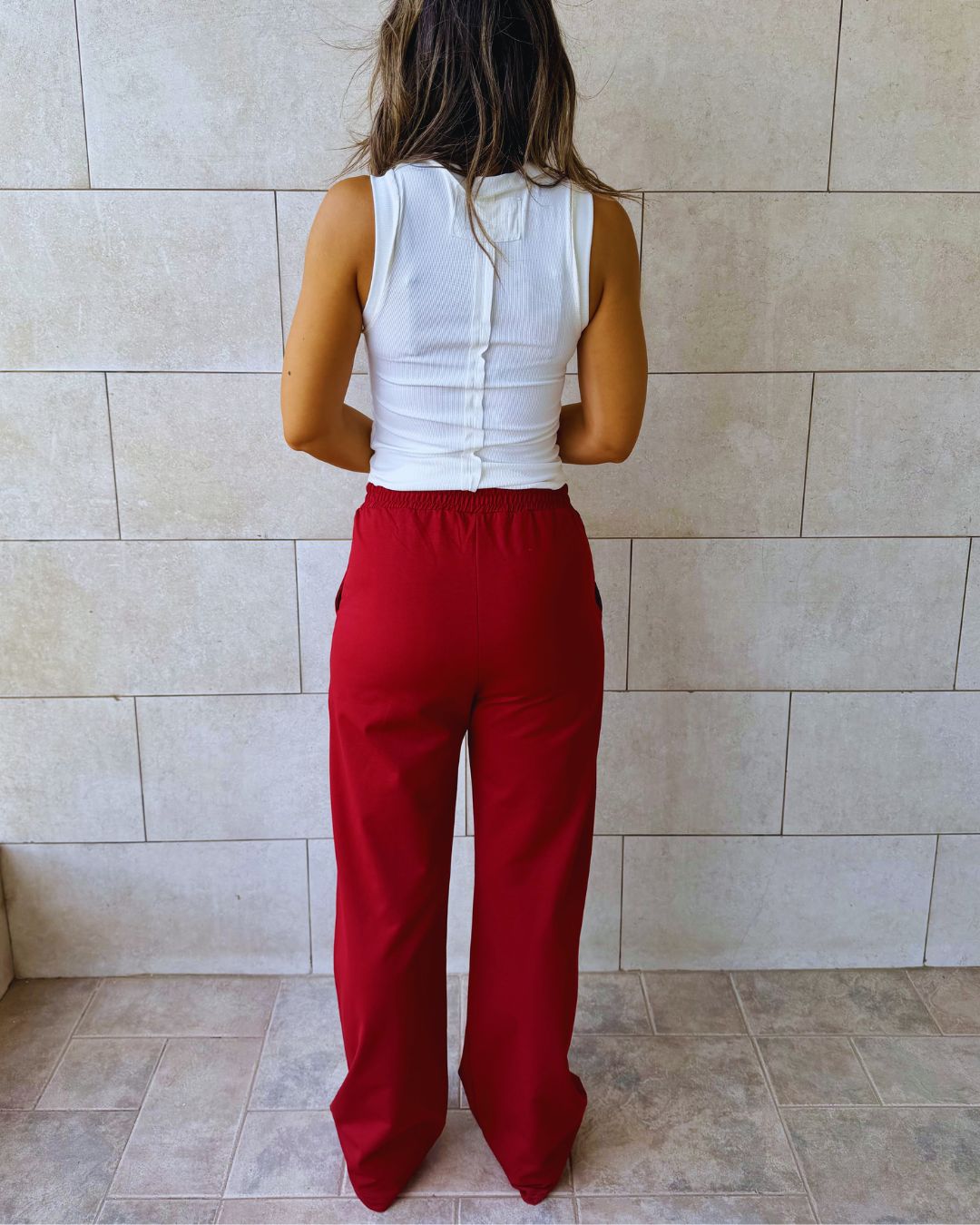 Burgundy Straight Leg Light Weight Sweatpants