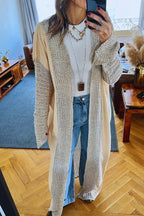 Beige Linen mesh Cardigan