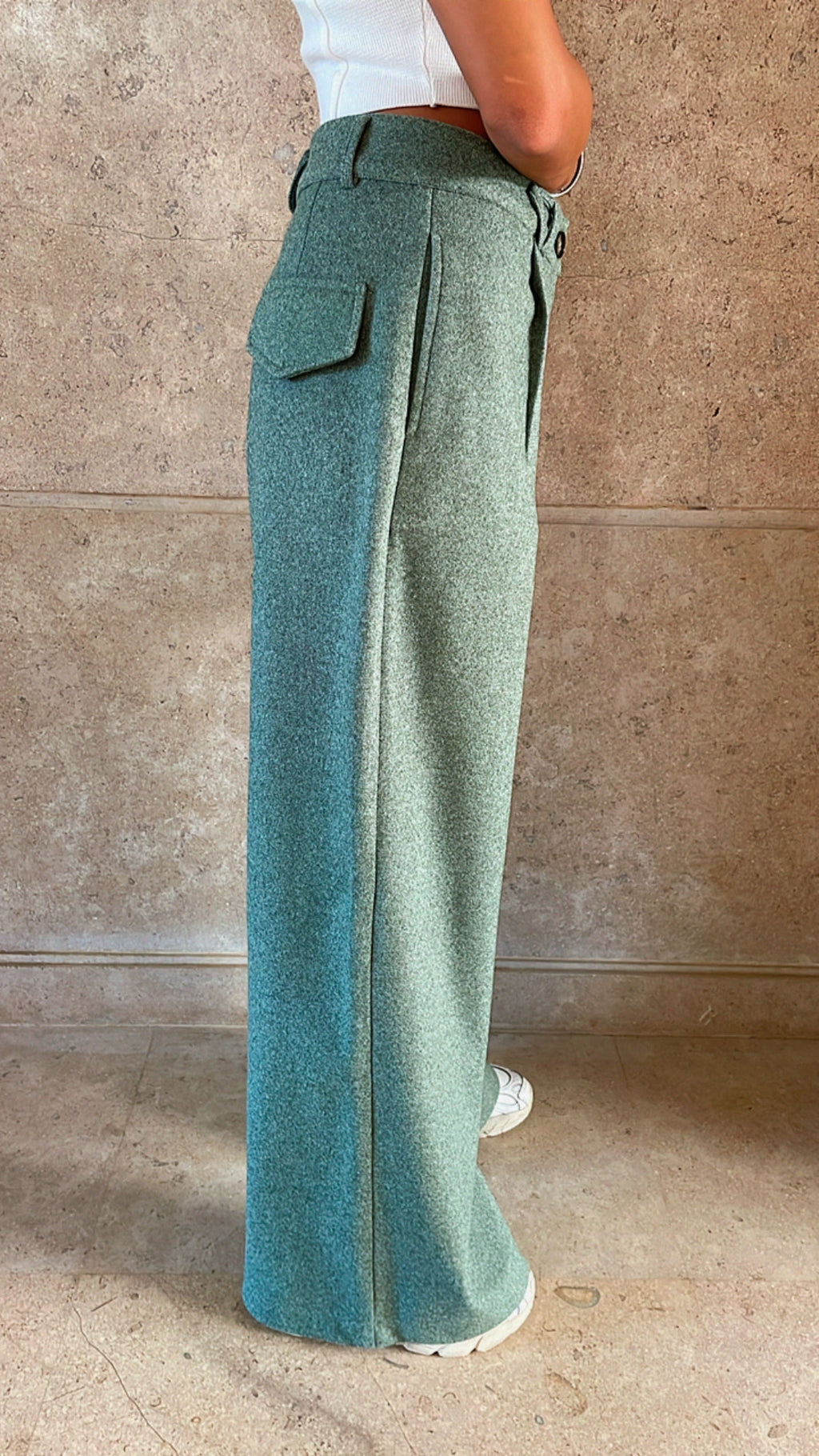 Green Loose Classic Pants