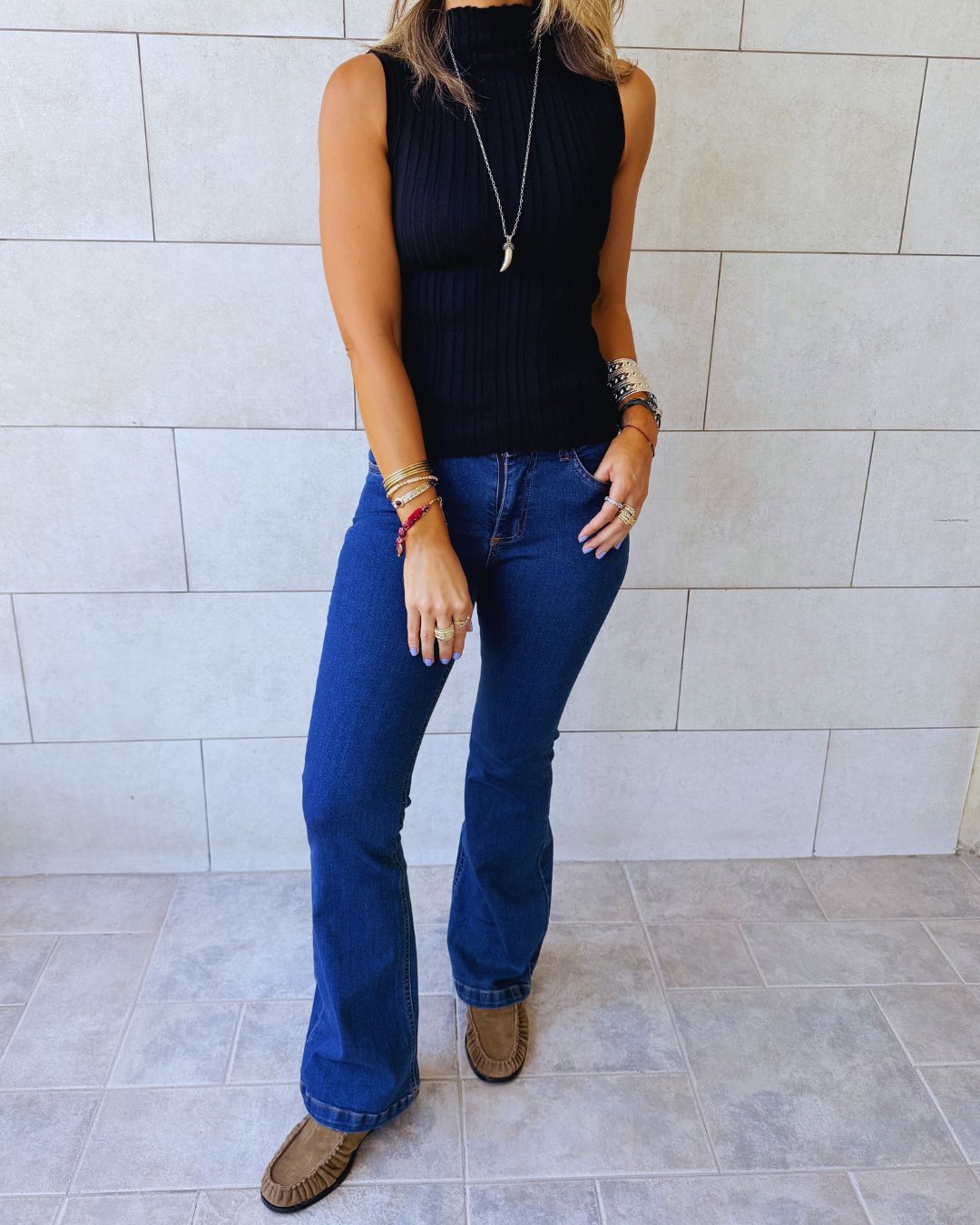 Black Muse Mock Neck Top