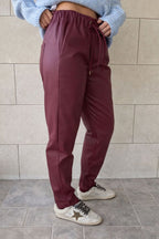 Plum Walk-Away Leather Pants