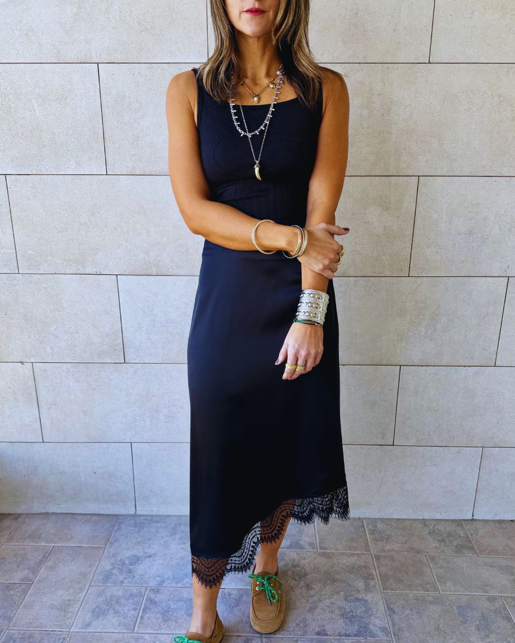 Asymmetrical Satin Lace Skirt