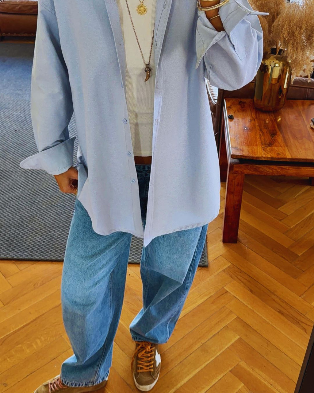 Grey Boyfriend Oxford Shirt