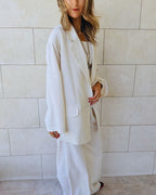 Beige Sloane Oversized Linen Blend Blazer