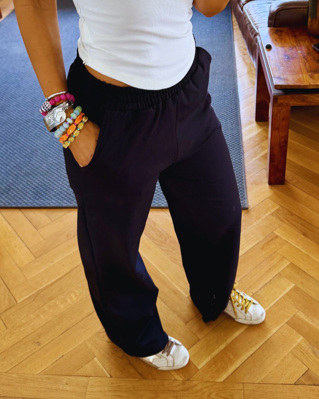 Black Straight Leg Light Weight Sweatpants