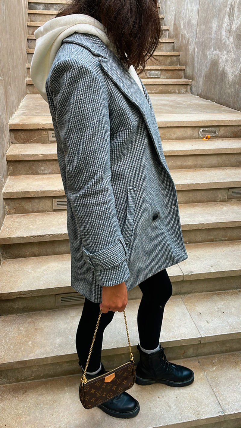 Grey Checkered Classic Blazer