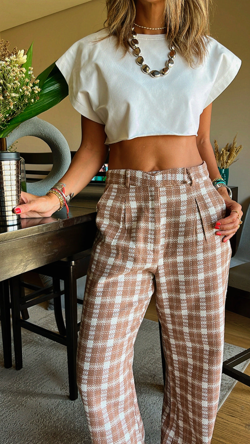 Cafe Tweed Print Pants