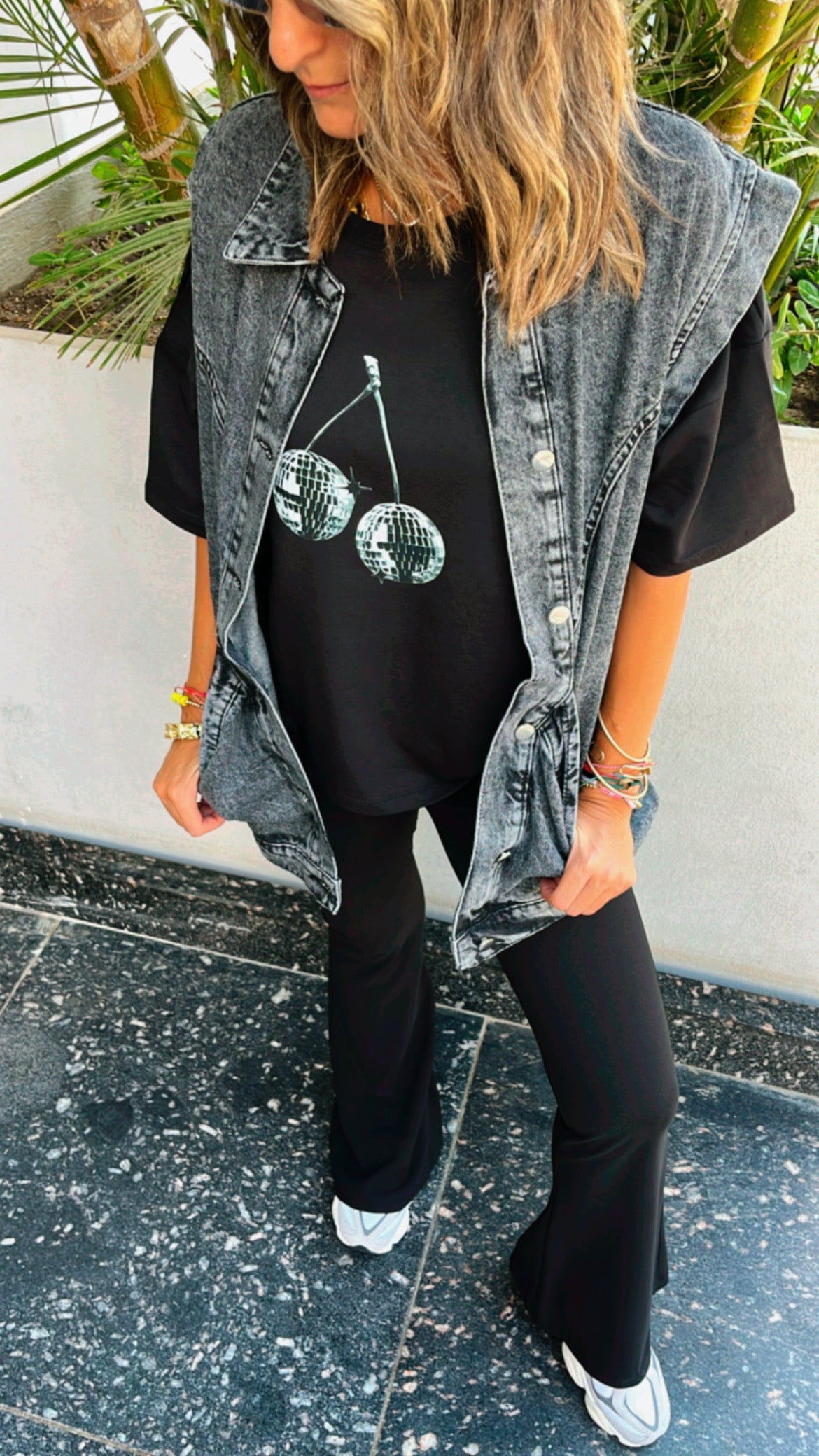 Grey Exaggerated Double Pocket Denim Vest