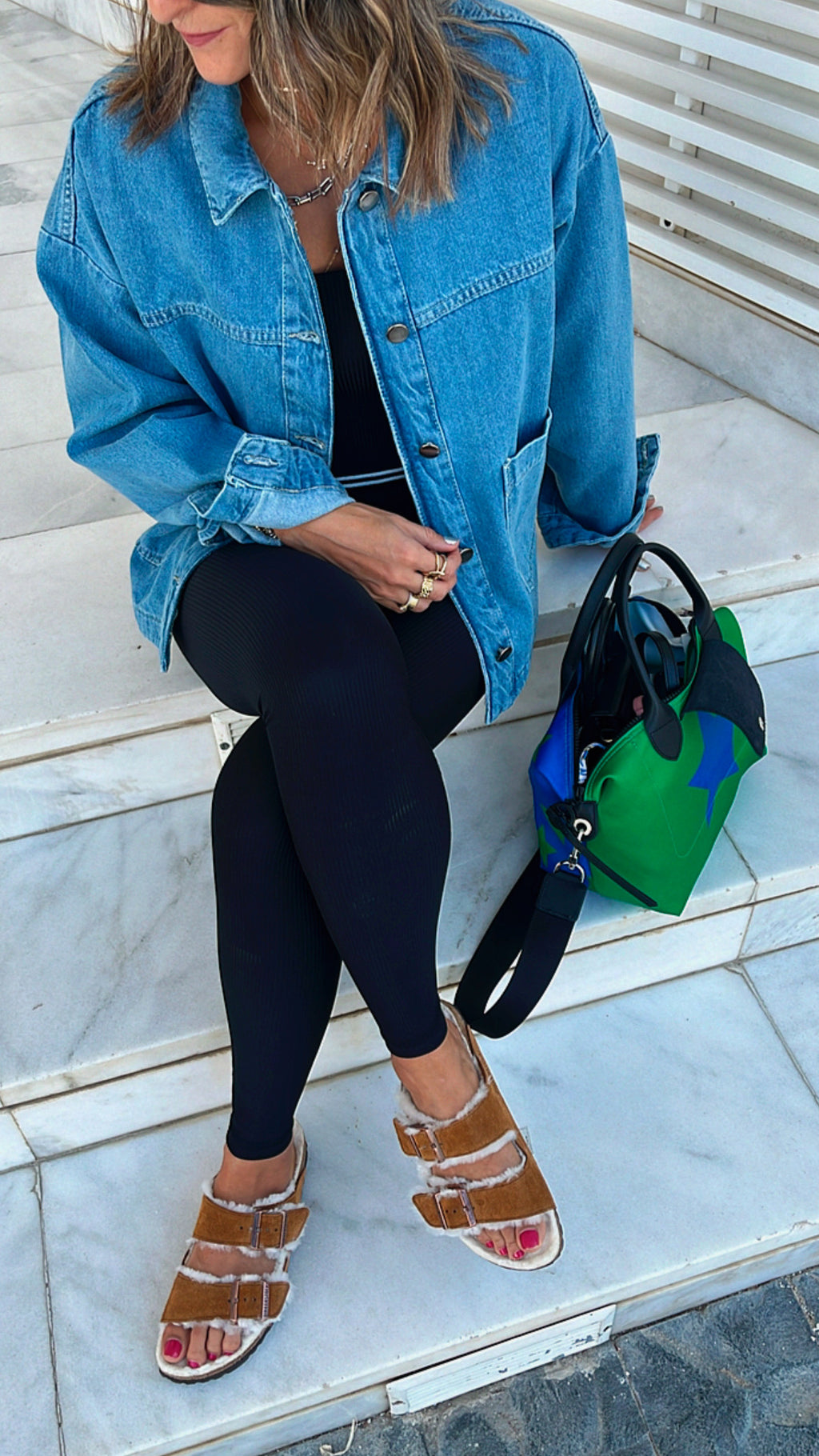 Blue Cropped Double Pocket Jacket