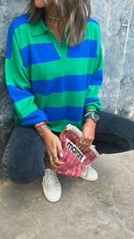 Blue & Green Preppy Top