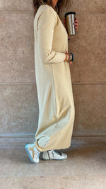 Beige Ribbed Basic Dress