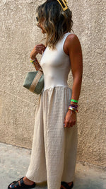 Beige Asymmetric Drop Waist Dress