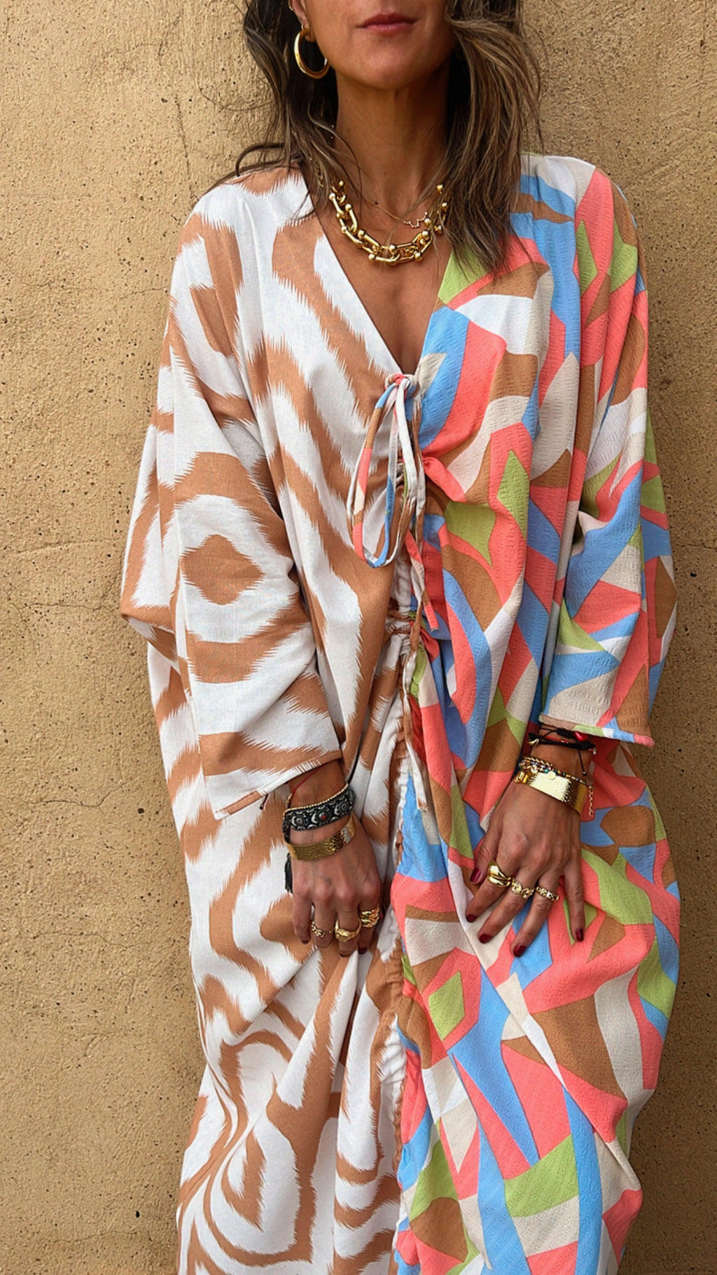 Double Fun Pattern Kaftan