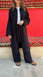 Black Basic Linen Kimono