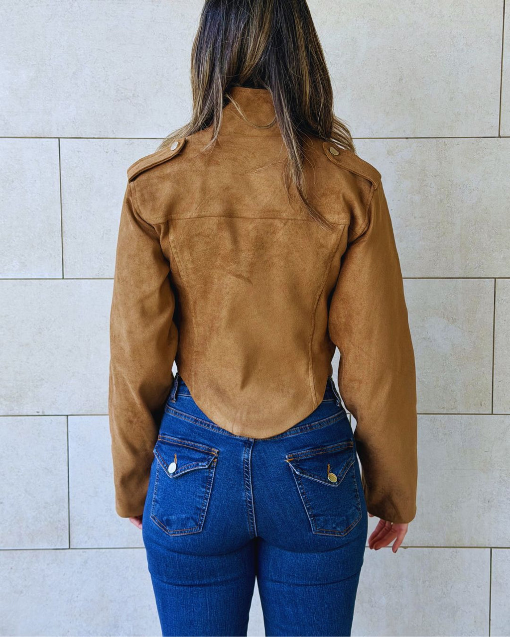 Camel Suede Cropped Jacket
