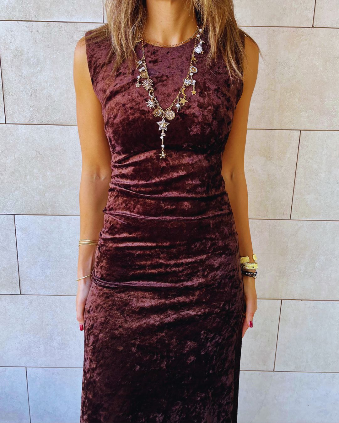 Brown Soft Velvet Dress