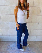 Dark Blue Flare Denim Pants