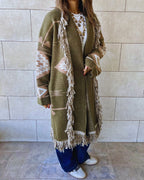Aztec Olive Ruffle Cardigan